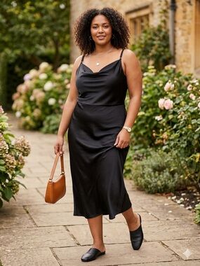 Ava & Viv Black Satin Slip Dress | Size 1X | NWT